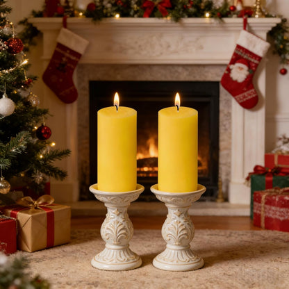 2 Pack 3x6 Inch Sage Green Unscented Pillar Candles - 70 Hour Long Burning Dripless Smokeless Candles for Home Decor Weddings Festivals Spa Meditation