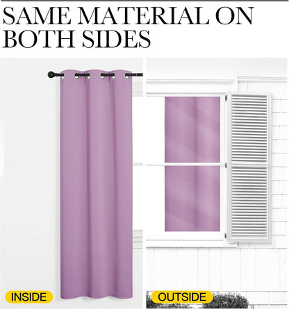 NICETOWN Halloween Pitch Black Solid Thermal Insulated Grommet Blackout Curtains/Drapes for Bedroom Window (2 Panels, 42 inches Wide by 63 inches Long, Black) - Colors B