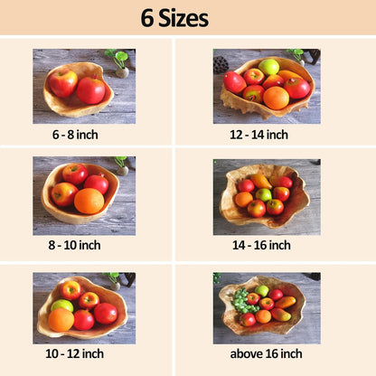 Wooden Bowl Decorative Natural Wood Fruit Bowl, Irregular Creative Wood Bowls, Rustic Hand Carved Candy Snack Keys Serving Bowls for Home Decor (6"-8" Diameter)