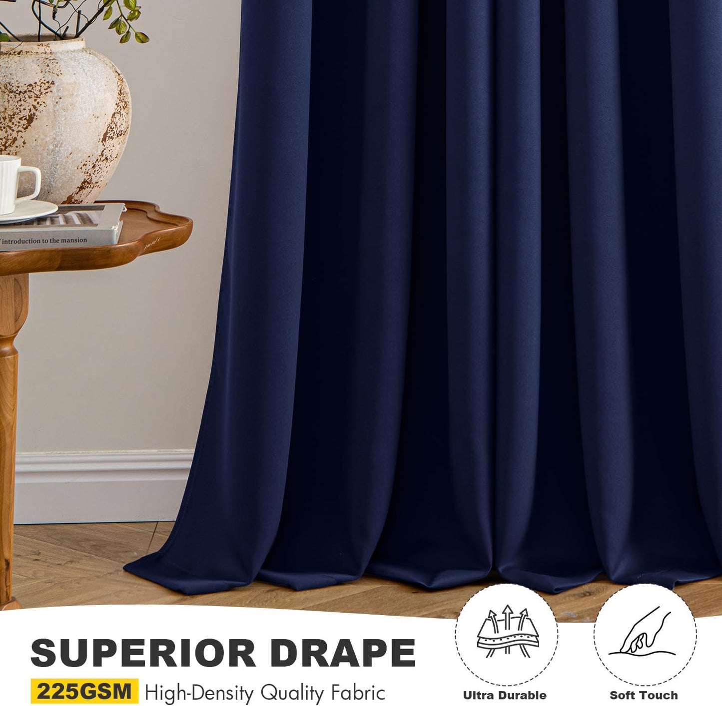 MIULEE Blackout Curtains for Bedroom Living Room 2 Panels, Thermal Insulated Room Darkening Drapes Grommet Noise Reducing Light Blocking Window Treatments 63 Inches Long 40x63 Inch Black - Colors A