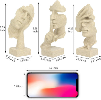 3 Pcs Thinker Statue,Modern Home Resin Sculptures,Collectible Figurines for Home Office Bookshelf Desktop Decor(Black)