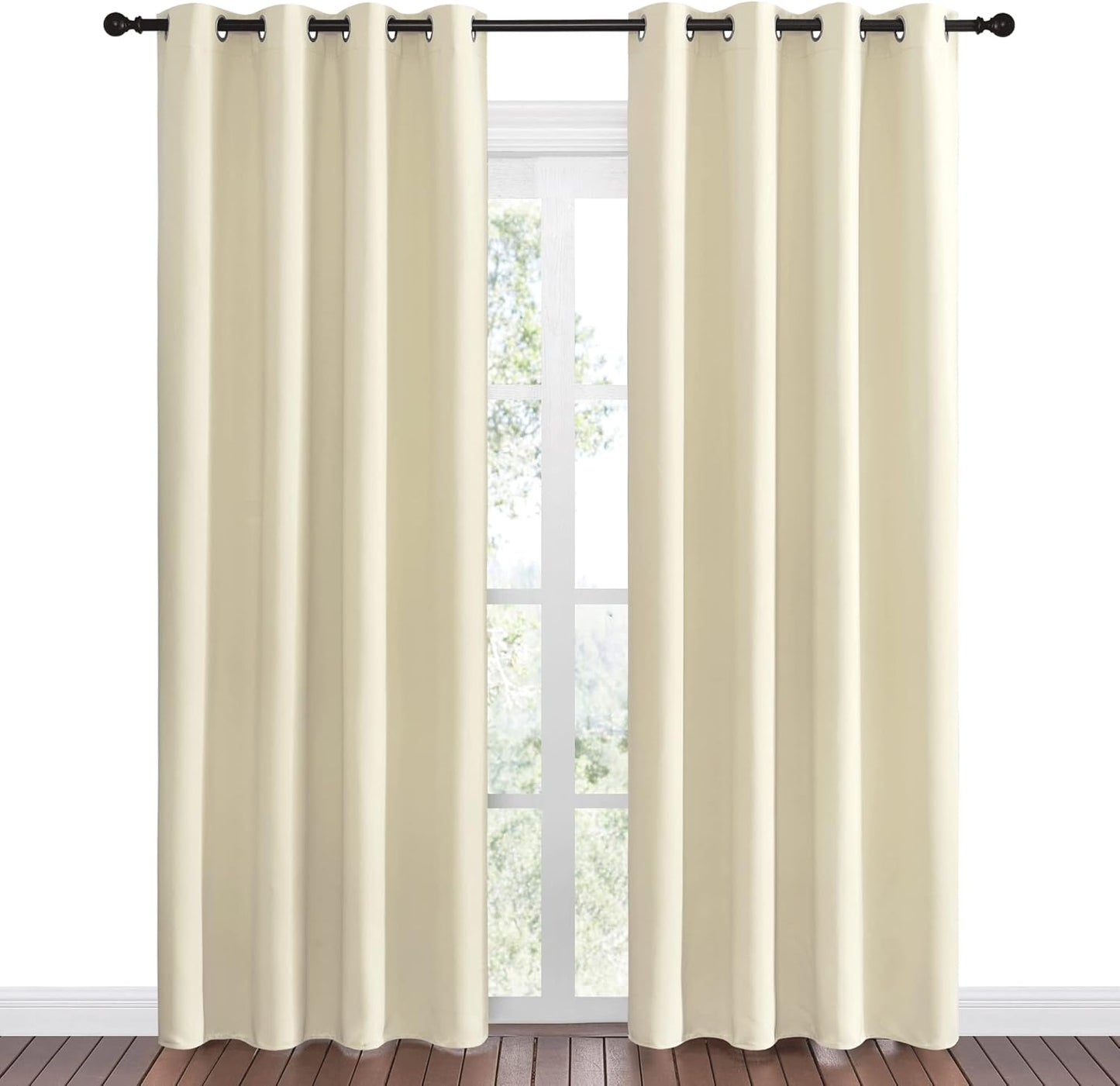 NICETOWN Halloween Pitch Black Solid Thermal Insulated Grommet Blackout Curtains/Drapes for Bedroom Window (2 Panels, 42 inches Wide by 63 inches Long, Black) - Colors C