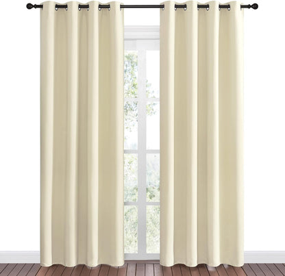 NICETOWN Halloween Pitch Black Solid Thermal Insulated Grommet Blackout Curtains/Drapes for Bedroom Window (2 Panels, 42 inches Wide by 63 inches Long, Black) - Colors C