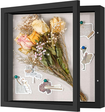 Califortree 8x10 Shadow Box Frame with Linen Back - Sturdy Rustic Memory Display Case of Flower, Pictures, Medals and More, White