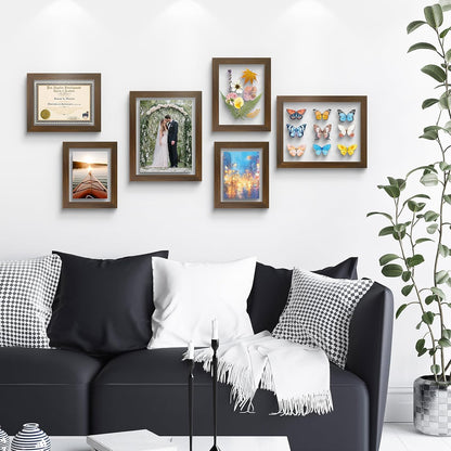 Golden State Art, 11X14 Floating Picture Frame, Black Wood Frame Display Any Size Photo Up To 11X14, Pressed Flower Frames with Hanging Hardware - Horizontal And Vertical Formats for Wall