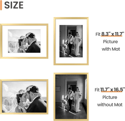 upsimples 8x10 Picture Frame, Display Pictures 5x7 with Mat or 8x10 Without Mat, Wall Hanging Photo Frame, Black, 1 Pack - Colors B