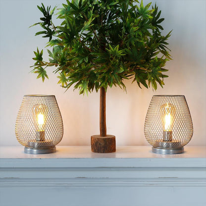 JHY DESIGN Set of 2 Metal Cage LED Lantern Battery Powered Cordless Accent Light with LED Great for Weddings Parties Patio Events for Indoors Outdoors