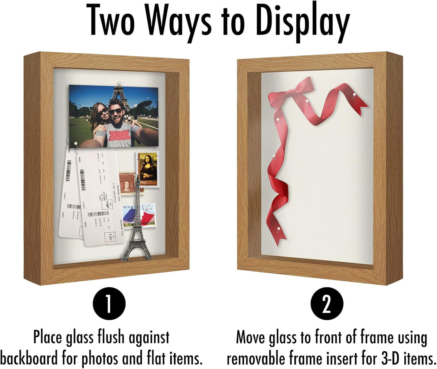 Americanflat 12x16 Shadow Box Frame with Polished Plexiglass - Silhouette Collection - Large Shadow Box Display Case for Tabletop and Wall Display - Black with Soft Felt Back
