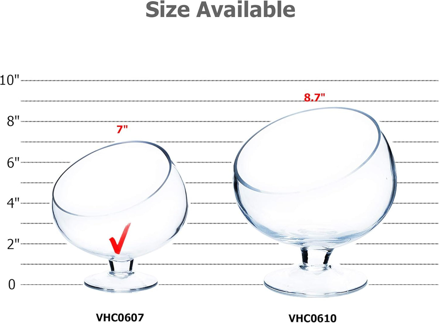WGVI Clear Slant Cut Bowl Glass Vase, Glass Terrarium, Candy Dish, Glassware, Slant Open: 7". Height: 6" x 2.7". Base: 4" (1 Piece)