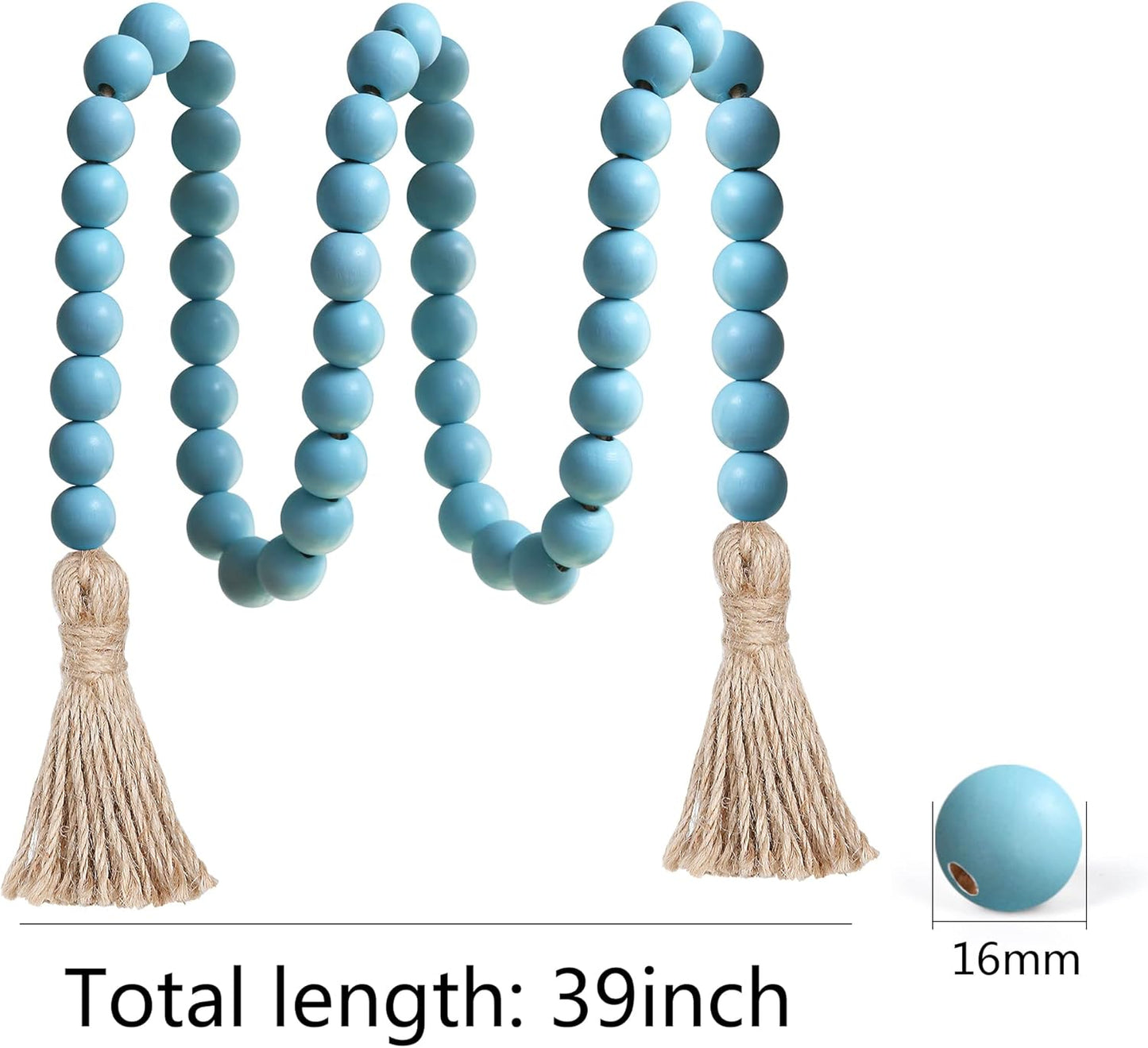 Meplait 39in Wood Bead Garland Farmhouse with Tassels,Versatile Prayer Beads Boho Chic Wall Hanging Home Decor (Black)