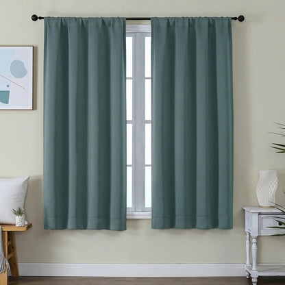 Simplebrand Ava Sage Green Blackout Curtains for Bedroom 63 Inch Length 2 Panels Set, Solid Thermal Insulated Energy Saving Rod Pocket Window Treatment Curtains Blackout Drapes, W40 x L63 Inch, Sage - Colors B
