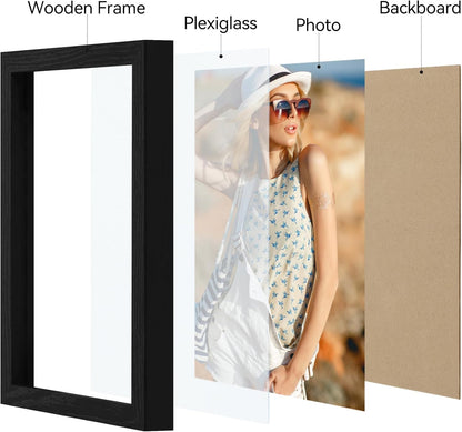 Vittanly 11x14 Picture Frame, Display Pictures 8x10 with Mat or 11x14 without Mat, Photo Frame for Wall Mounting, Black, 1 Pack - Colors A