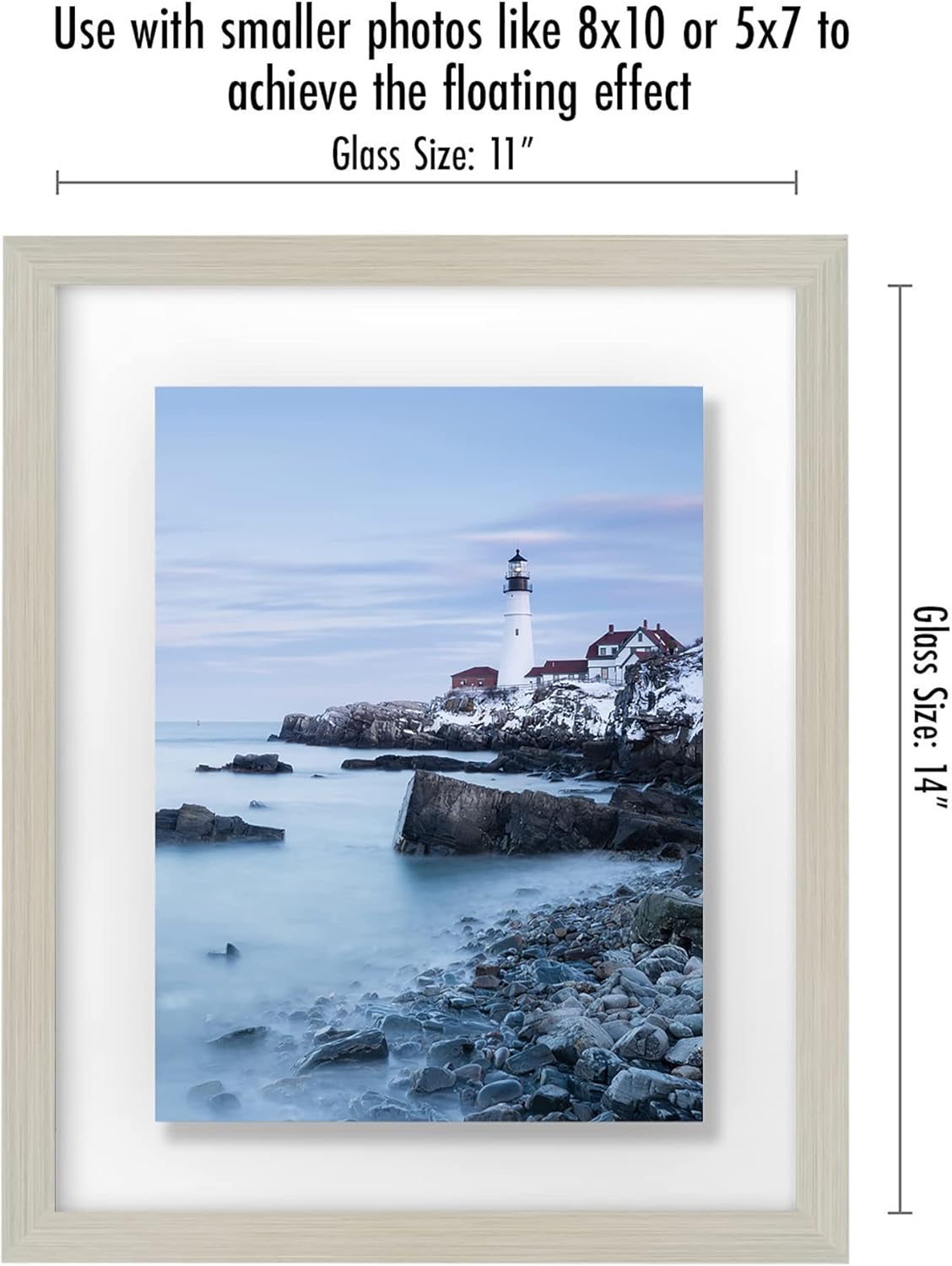 Americanflat 12x18 Floating Picture Frame with Polished Crystal-Clear Glass - Use as 8x10 Picture Frame or Display 5x7 Photo - Signature Float Collection - Photo Frames for Wall Display - Black