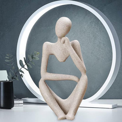 Thinker Statues And Sculptures, Sandstone Resin Thinker Statue Ornaments, Abstract Style Sculptures, Housewarming Gifts, Housewarming Decorations, Living Room Dining Desk Decorations (Right, Small)