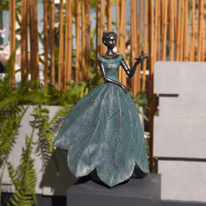 Guichifun Fairy Statue Collection Home Decoration - Leaf Angel Girls Resin Modern Table Decor for Living Room Office Sculpture Decor for Women Indoor Rustic Figurines Gift 5 x 3 x 7.5 Inch