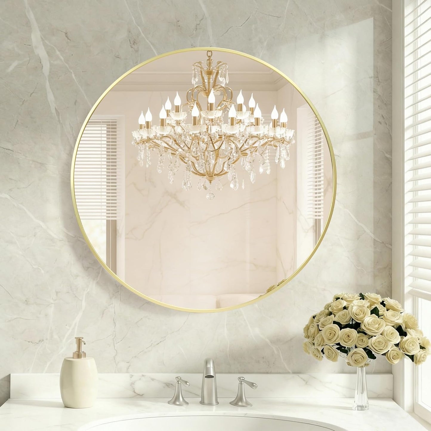 OLIXIS Arched Bathroom Mirror for Over Sink, 34x32 Inch Wall Mirror Arched Rounded Rectangle, Modern Wall Mount Vanity Mirror with Matte Metal Deep Framed, for Home Decor, Living Room, Black