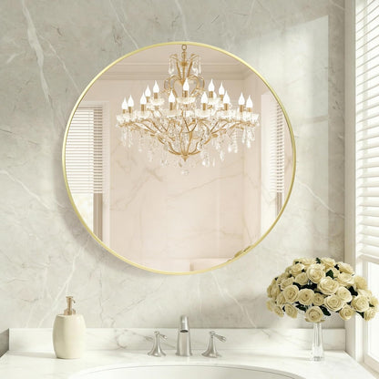 OLIXIS Arched Bathroom Mirror for Over Sink, 34x32 Inch Wall Mirror Arched Rounded Rectangle, Modern Wall Mount Vanity Mirror with Matte Metal Deep Framed, for Home Decor, Living Room, Black