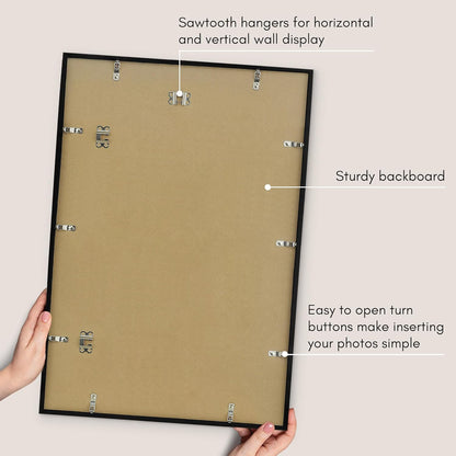 Americanflat 24x36 Poster Frame with Polished Plexiglass - Streamline Collection - Thin Border Picture Frame for Wall Display - Hanging Hardware Included - Black - Colors C