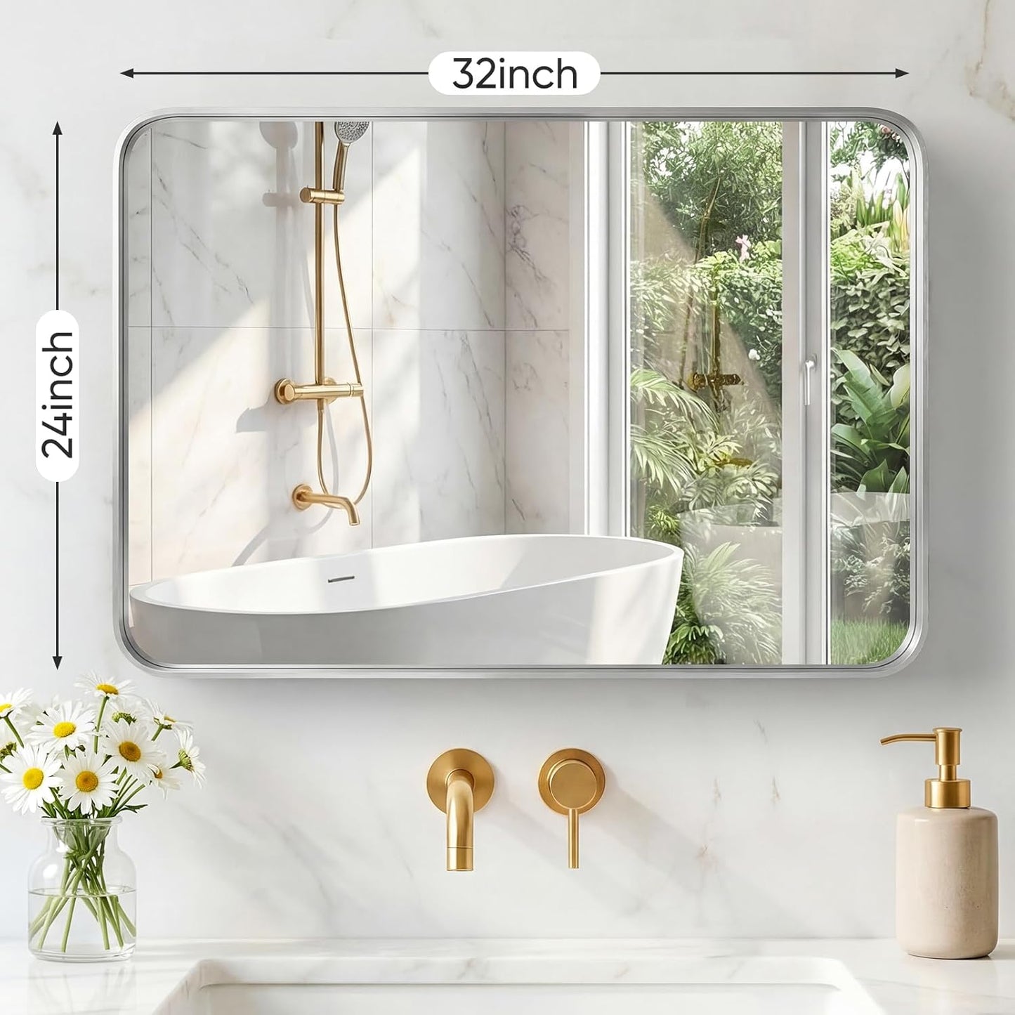 NEWBULIG Gold Round Wall Mirror 36 Inch, Bathroom Mirrors for Over Sink, Wall Decor for Bathroom, Entryway, Bedroom, Vanity