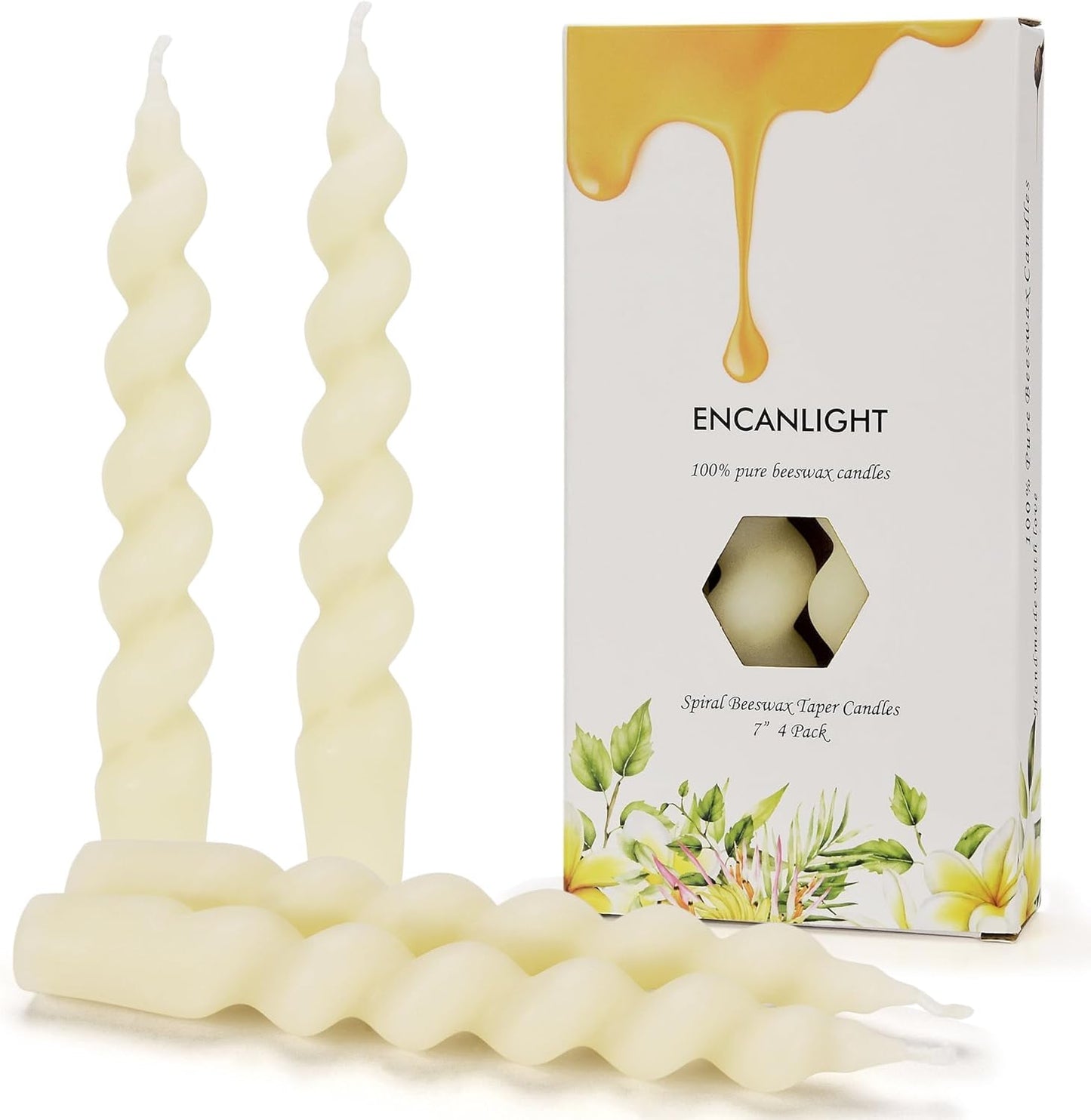5 Inch Spirat Tapared Candles 10 Pack,0.78" Diameter Ivory Naturel Bee Candles Candlestick,7 Hours Long Lasting Smokeless and Unscented for Home Decoration