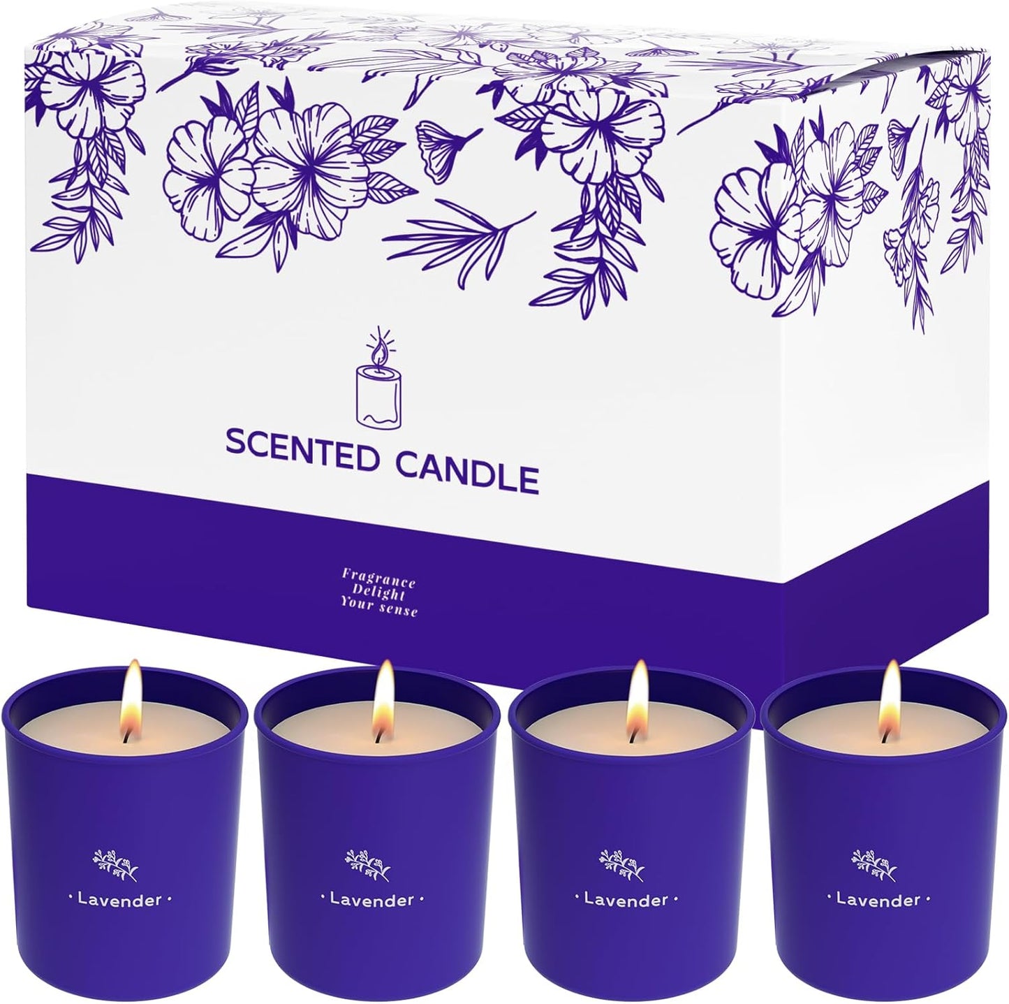 Lavender Candles for Home Scented, 8 oz Scented Candles Present, Purple Jar Wax, Made with Soy for Women, 45 Hour Long-Lasting Burn for Christmas Mom Girl Birthday Christmas Giving - 1 Pack