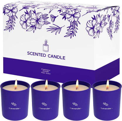 Lavender Candles for Home Scented, 8 oz Scented Candles Present, Purple Jar Wax, Made with Soy for Women, 45 Hour Long-Lasting Burn for Christmas Mom Girl Birthday Christmas Giving - 1 Pack