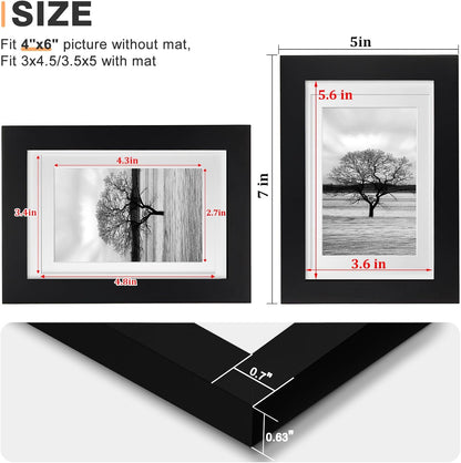 Egofine 12x16 Picture Frame Black, Covered by Plexiglass Made of Solid Wood, Display Pictures 9x12 and 11x14 with Mat or 12x16 Without Mat, for Wall Mounting Photo Frame - Colors B