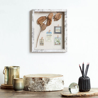 Califortree 8x10 Shadow Box Frame with Linen Back - Sturdy Rustic Memory Display Case of Flower, Pictures, Medals and More, White