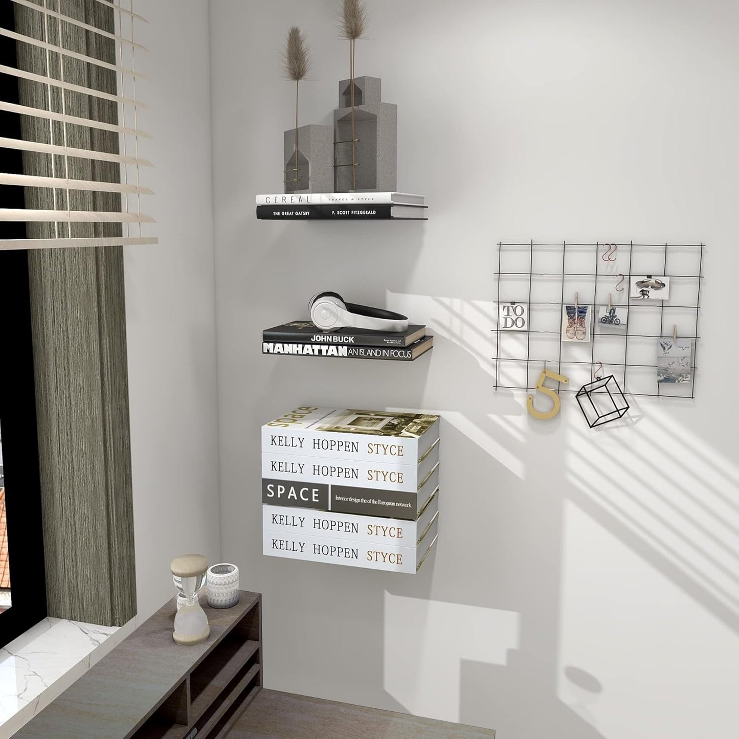 STORAGE MANIAC Floating Book Shelves for Wall Mounted Invisible Floating Bookshelves Heavy-Duty Steel Hidden Bookshelf Hanging Bookshelves for Bedroom Living Room Office, White 4-Pack Large