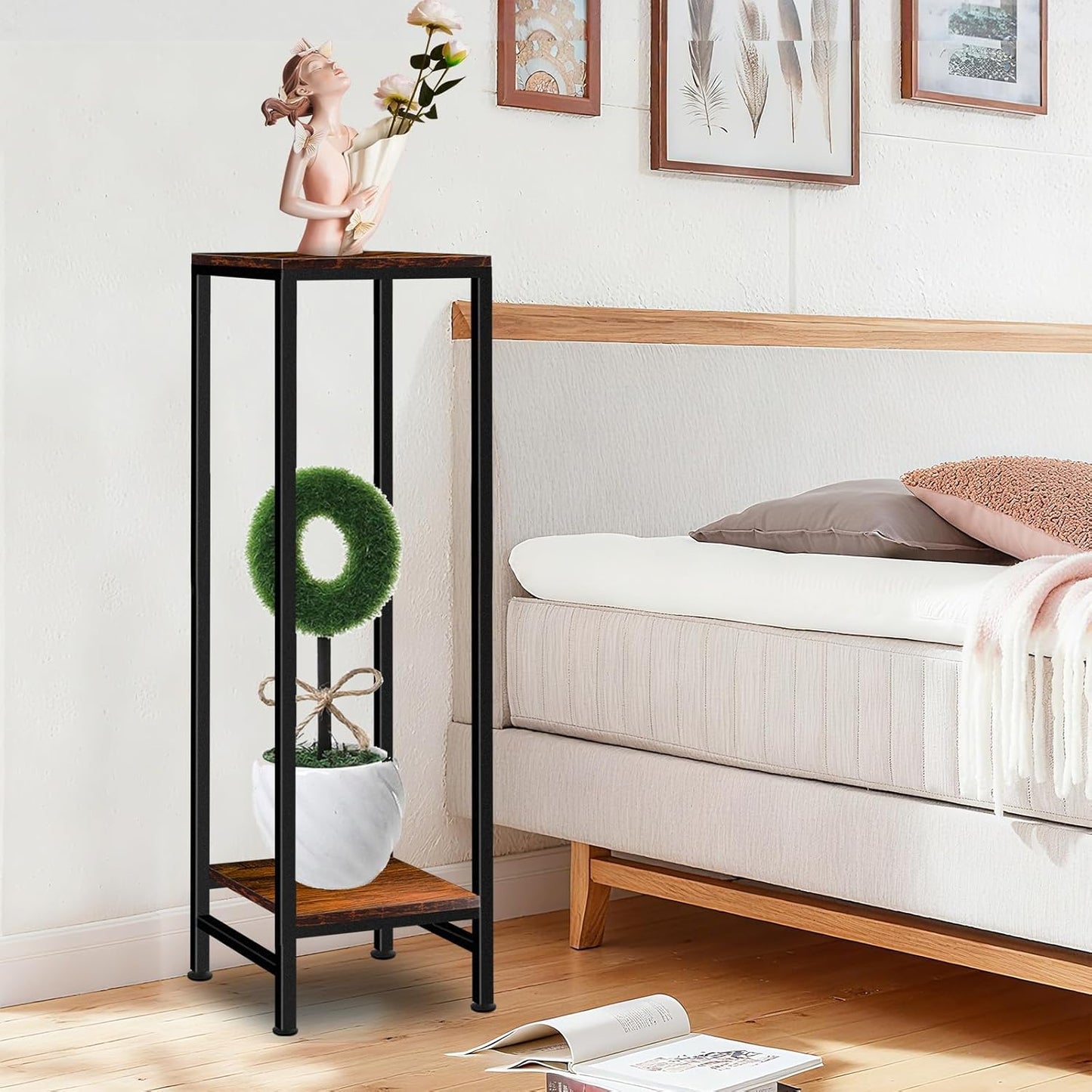 Plant Stand Indoor, Tall Plant stands for Indoor Outdoor Plants, 2 Tier Heavy Duty Plant Shelf 31" Metal Pedestal Stand Modern Corner Flower Stand for Patio, Living Room, Balcony