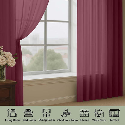 OWENIE Sheer Curtains 84 inches Long 2 Panels Set for Living Room/Bedroom, Rod Pocket Voile Sheer Panel Drapes, White, 2pcs, Each 42" W x 84" L - Colors A