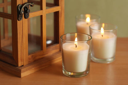 48-Pack Clear Glass Votive Candles – 10–12 Hour Long Burn, Unscented, Ivory, Bulk Set for Weddings, Events & Table Centerpieces – Hosley