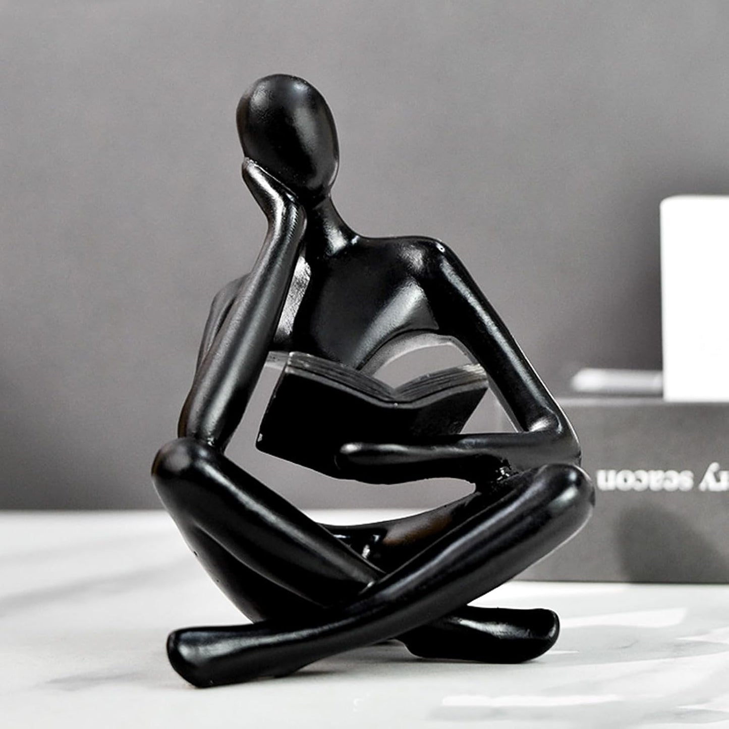 Jinkoozz Reading Women Statue, Thinker Sculptures, Abstract Art Ornament, Modern Aesthetic Figurine Decoration, Suitable for Home Living Room Bedroom Office Shelf Table Desk Bookshelf Decor