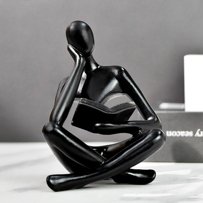 Jinkoozz Reading Women Statue, Thinker Sculptures, Abstract Art Ornament, Modern Aesthetic Figurine Decoration, Suitable for Home Living Room Bedroom Office Shelf Table Desk Bookshelf Decor