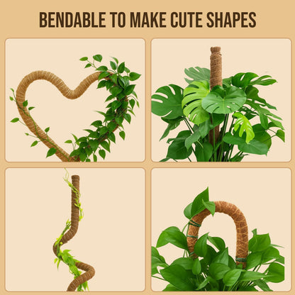 Craft911 Moss Pole Monstera Plant Support – 2 Pack 28” Bendable Moss Pole Monstera Plant Support, Plant Stakes for Indoor Plants, Tall Plant Sticks Support for Climbing Plants