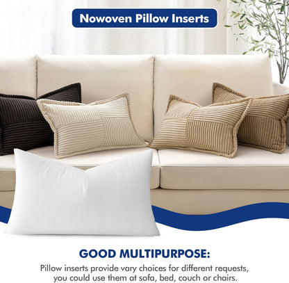 MIULEE 12x20 Pillow Inserts Set of 2, Rectangle Decorative Throw Pillow Premium Fluffy Lumbar Pillow Forms Stuffer for Living Room Sofa Couch Bed