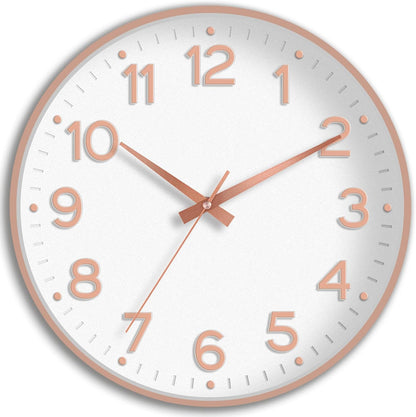 Roymnie Wall Clock Green, Silent Wall Clocks Battery Operated 8 Inch-Modern Non Ticking Analog Clock Decorative for Kitchen Office Bathroom Bedroom(Gold)