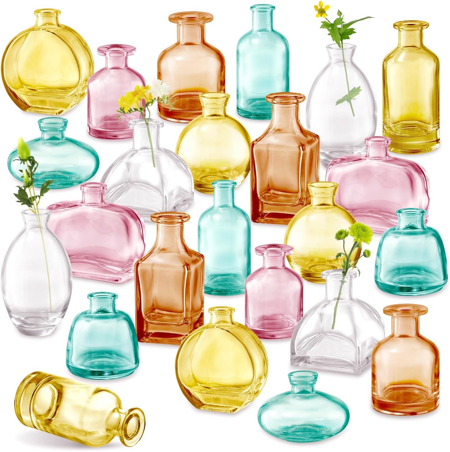 Bud Vases Set of 12, Clear Glass Bud Vase in Bulk, Small Vases for Centerpiece Mini Modern Flower Vase Transparent, Wedding Party Table Home Decor
