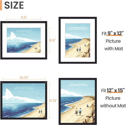 upsimples 8x10 Picture Frame, Display Pictures 5x7 with Mat or 8x10 Without Mat, Wall Hanging Photo Frame, Black, 1 Pack - Colors B