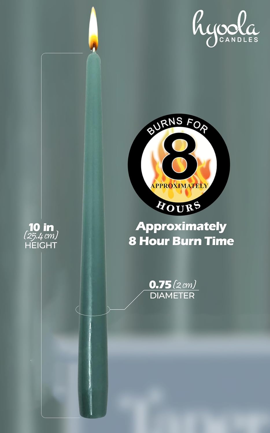 Hyoola Tall Taper Candles - 10 Inch Metallic Gold Unscented Dripless Taper Candles - 8 Hour Burn Time - 4 Pack