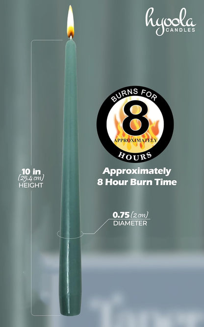 Hyoola Tall Taper Candles - 10 Inch Metallic Gold Unscented Dripless Taper Candles - 8 Hour Burn Time - 4 Pack