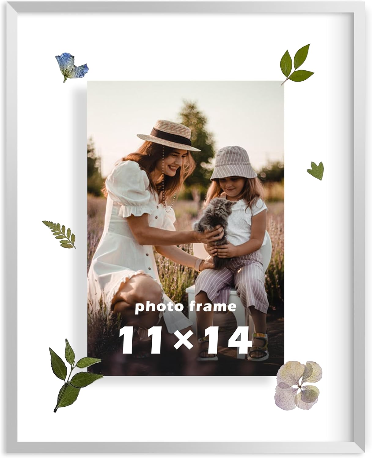 FrameWorks 8”x10” Deluxe Black Aluminum Contemporary Style Floating Picture Frame with Tempered Glass