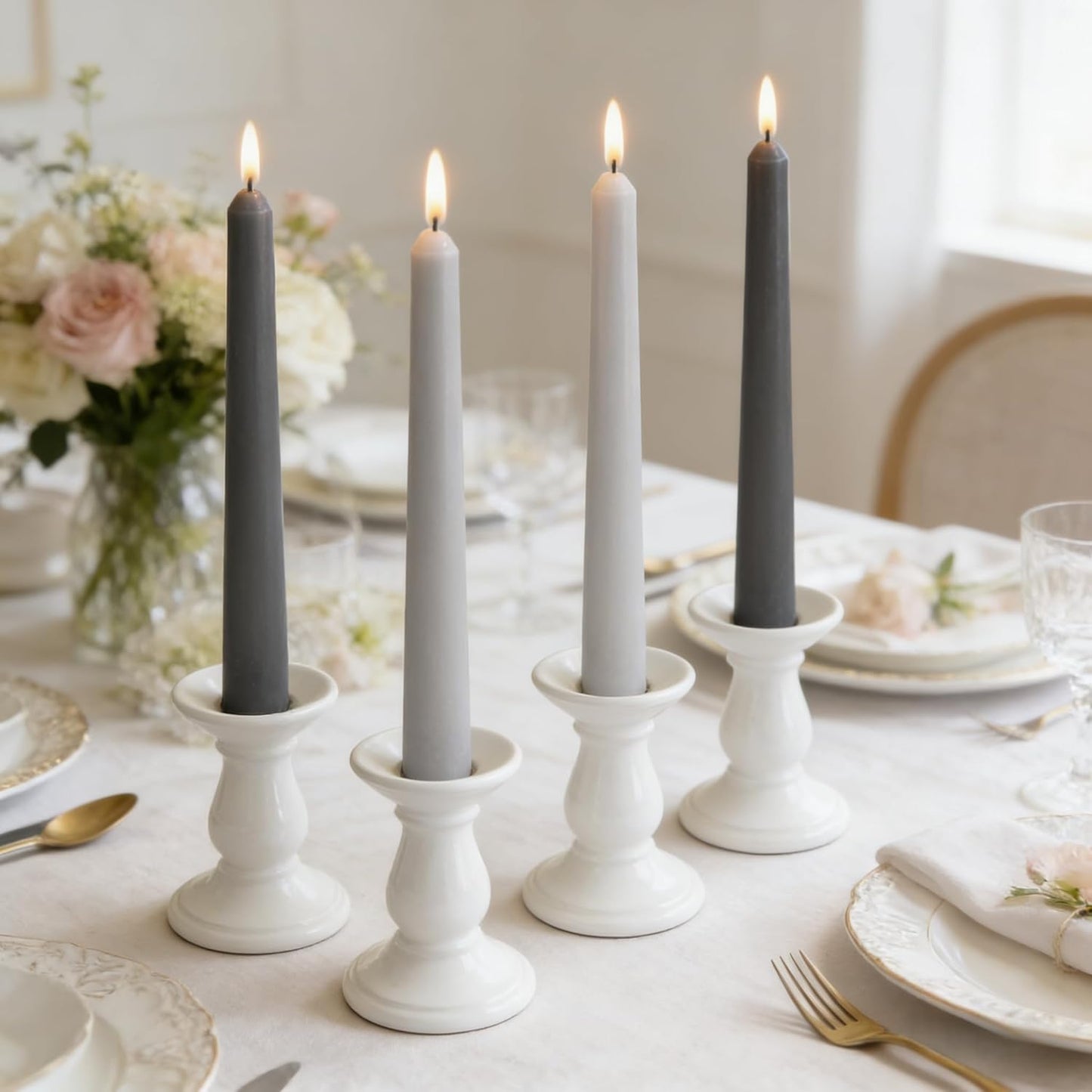 12-Pack Earth Tone Taper Candles, 10 Inch Unscented Dripless Candlesticks, Long-Lasting Burn Time of 7-8 Hours, Perfect for Fall Harvest Halloween Thanksgiving Dinners Parties and Home Décor