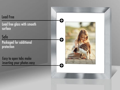 Americanflat 8x10 Picture Frame with Shatter-Resistant Glass - Use as 5x7 Frame with Mat or Display 8x10 Photo Without Mat - Signature Collection - Picture Frames for Tabletop and Wall Display - Black