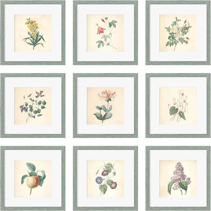 12x12 Picture Frame Set of 9, Display Pictures 8x8 with Mat or 12x12 without Mat, Multi Collage Gallery Square Photo Frames for Wall or Tabletop, Black