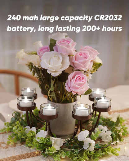 merrynights LED Candles, Tea Lights Candles Battery Operated Bulk, 50-Pack Long-Lasting 200 Hours Flameless Tealight Candles, Realistic Tea Lights for Christmas Halloween Wedding, 1.5'' D X 1.25'' H