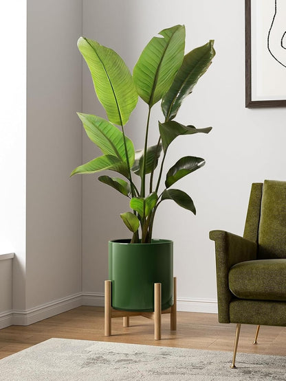 LE TAUCI 12 Inch Pot for Plants, Ceramic Planters for Indoor Plants, Mid-Century Modern Cylinder Flower Pots with Drainage Hole, Fits Fiddle Leaf Fig & Monstera, Home Decor, White