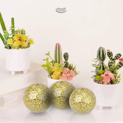 4in Decorative Mosaic Sphere Orbs Set of 3, Glass Balls for Whole Housewares,Wedding/Birthday,Bowls,Vases Dining Table Centerpieces(Silver,Black,Blue)