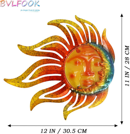 Large Sun Wall Art Decor 45 inch Metal Wall Art, Retro Hanging Decor, Valentine Wall Decorations for Patio,Yard,Garden,Fence,Living Room