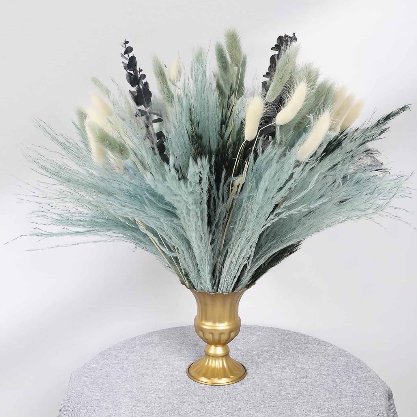 N&T NETING Dried Pampas Grass Decor- White Pampas Grass, Brown Pampas, Bunny Tail, Reed, Fluffy Dried Pompas Grass Flower for Home Wedding Table Vase Boho Modern Decor, 75Pcs